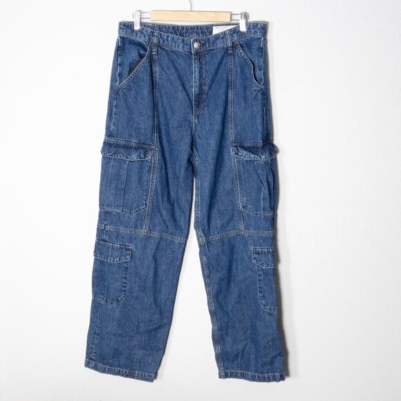 Rag & Bone Women’s Blue Cargo Jeans Utility Minimalist 100% Cotton Sz 32 (36in) - Picture 1 of 6